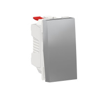 Выключатель 1-Клавишный Кнопочный Схема 1, 10А, 1 Модуль Алюминий